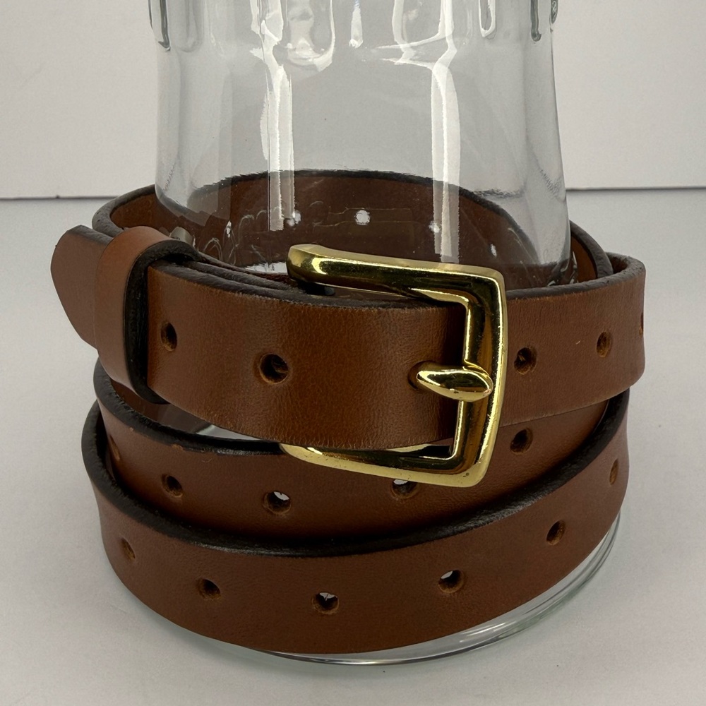 J. Crew Women’s Perforated Italian leather belt XS/S in Brown - Excellent